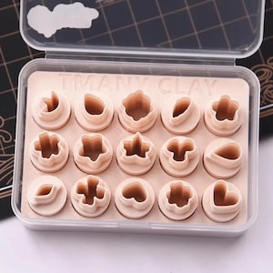 15pcs Set Mini Petals Clay Cutter, PLA, Flowers Leaf Shape Polymer Making, DIY Earrings, Jewelry Pendant Crating Accessories, Miniature Mold