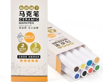 Pennarello per decorazione sottosmalto di ceramica, vari colori, pigmenti ceramici, pittura a puntini, accessori per colorare, dettagli fini, artigianato dipinto a mano