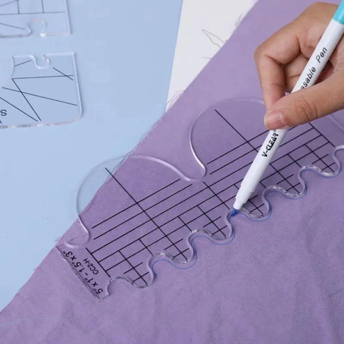 Free Motion Ruler Base 6pcs Quilting Ruler Set, Transparent Acrylic, Various Styles, Free ...