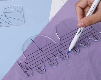 Juego de 6 reglas de acolchado, acrílico transparente, varios estilos, movimiento libre, plantillas para máquina de coser, patchwork DIY, proyectos de costura artesanal