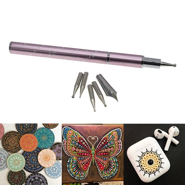 Keramik-Werkzeug, Edelstahl, Mandala-Dotting Stylus Pens Schablone, Skulptur-Werkzeug, DIY-Stein-Prägung, Nail Art Craft Zeichnung Line Making