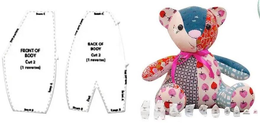 Memory Bear Template Ruler Set, 10pcs, Acrylic, Creative Cuddly Toy ...