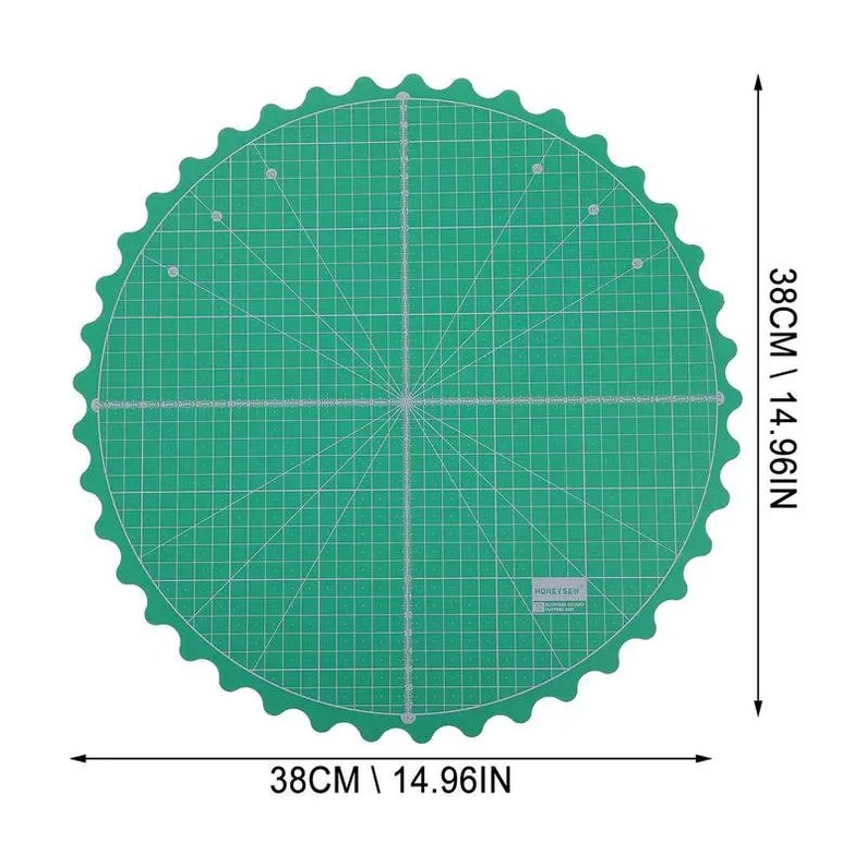 Rotating Cutting Mat, Plastic, Circle, Self Healing, Gridded Board, Craft Table Protection, Turntable Working Pad, Fabric Sewing Accessories 38x28cm/14.96x14.96"