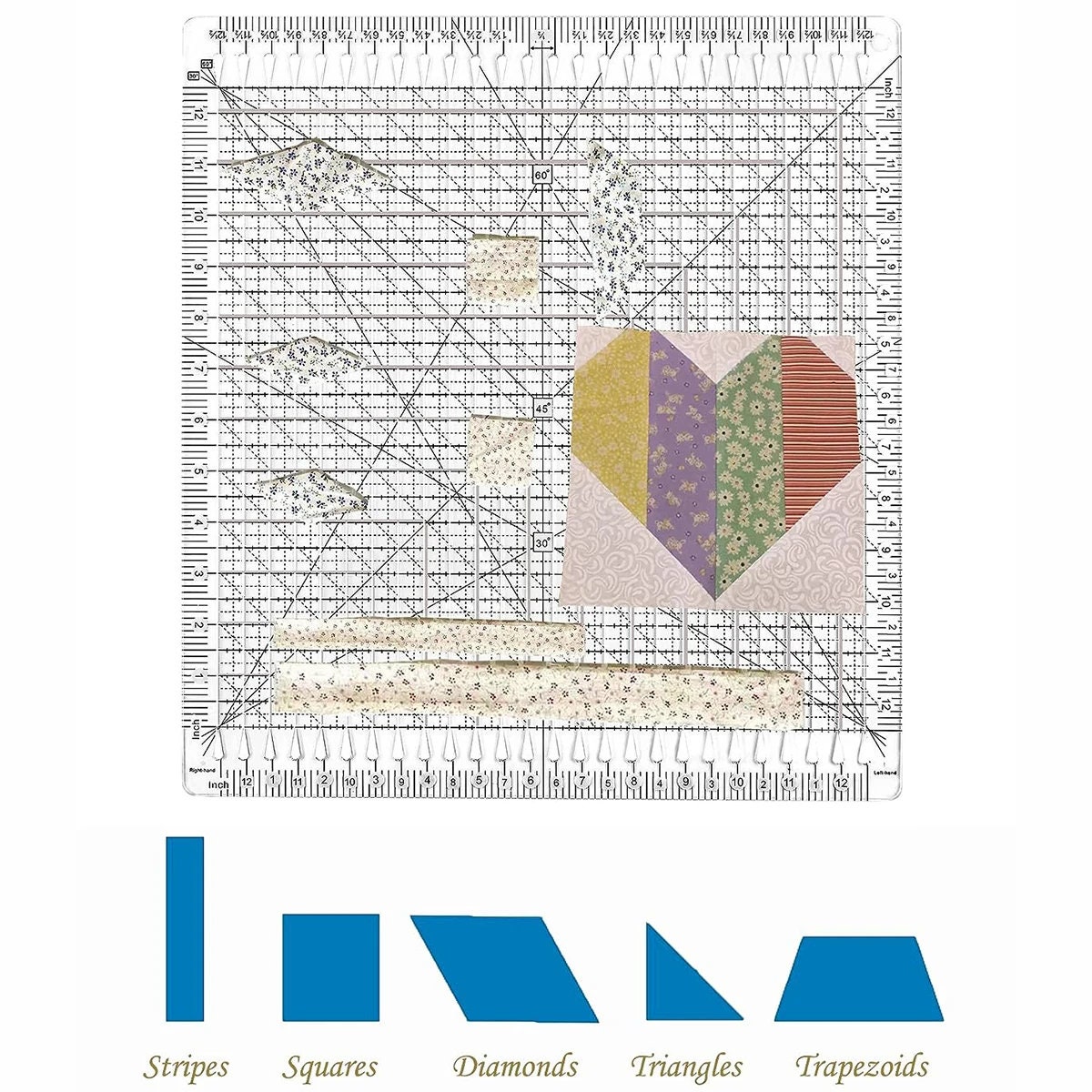 Quilting Ruler Transparent Acrylic, 5 in 1 Slotted Stripology, Fabric ...