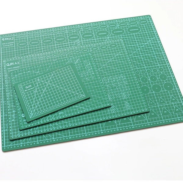 Self-Healing Cutting Mat, Multiple Sizes, 3mm/0.11 Inch Thick, Green, PVC Double Sided, Leather Craft Tool, Sewing Pad