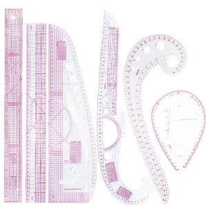 6-Piece French Curve Ruler Sets, Plastic, Various Styles, Flexible Sewing Tools, Dressmaking, Pattern Drafting, Tailoring Projects Measuring
