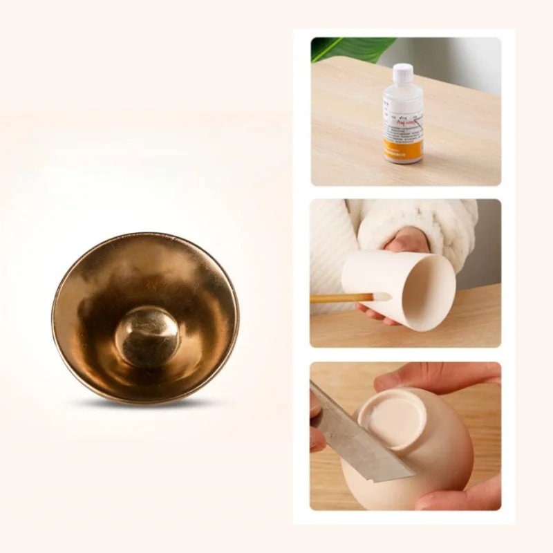 Ceramic Glaze, 500g, Gold Glazing Material, Metal Art, 1180-1300 Degrees Medium High Temperature, Crafts Cups Bowls Dishes Spray Accessories