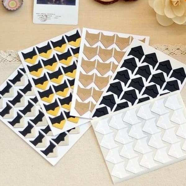 Stickers photo d'angle en papier vintage, 120 pcs/lot 5 feuilles or, argent, blanc, noir, papier kraft pour album photo, cadre, scrapbooking DIY