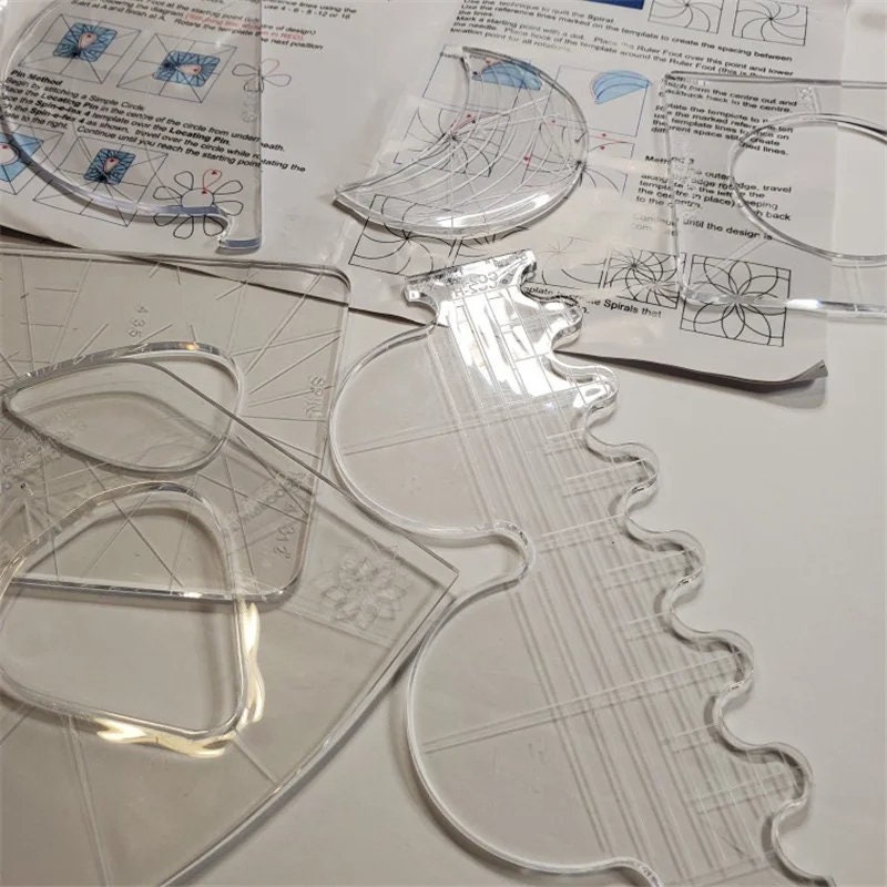 Quilting Ruler, 4/5/69/11Pcs, Acrylic, Various Shapes, Template Sample Set, Sewing Machine Quilter's Patchwork Stencils, Embroidery Knitting
