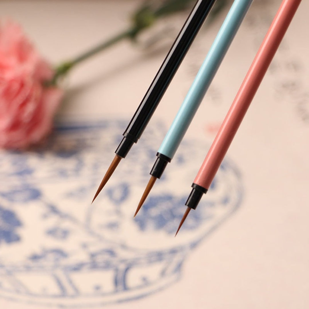 9 Wieselhaar Pinsel Set – Für Aquarell, Öl, Gouache, Dünn, Langlebig, Silbergraue Griffe
