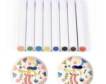 New Underglaze Marker Pen 8 Multiple Colors to Choose Ceramic Pigment Pen Dot Painting Craft Pottery Tools, DIY Art Glazing, Clay Coloring