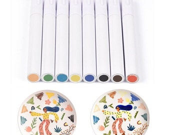 Nouveau marqueur sous glaçure 8 couleurs au choix Stylo pigmenté pour céramique, peinture par points, outils de poterie artisanale, émaillage artistique à faire soi-même, coloration à l'argile