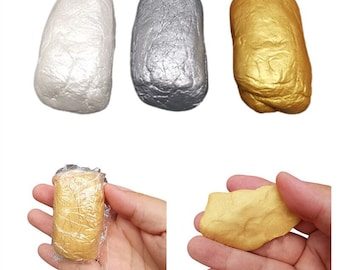 Argile en résine, boue métallique, 50 g/sac, couleur or/argent/blanc perle ultralégère, matériaux de poupée DIY, sculptures en poterie, fabrication de polymères