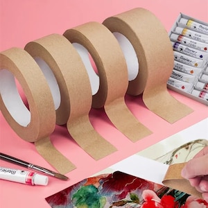 Artist Masking Tape, Multiple Sizes, Kraft Paper Material, Brown, Tearable Adhesives, Drafting Arts, Watercolor Painting, DIY Canvas Framing image 1