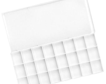 Paint Palette, 24-Well, Plastic, Multi-Grid Watercolor Mixing Tray, Pigment Holder Drawing Accessories Color Blending Organizer Storage Case