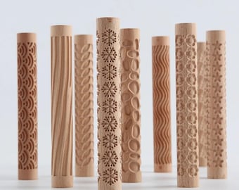 Rodillo texturizador para cerámica, rodillo de arcilla con patrón de olas, estrellas y guijarros, decoración cerámica DIY, fabricación de azulejos y láminas, herramienta de impresión de polímeros