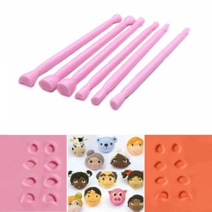 Stampo per decorare torte, 4/6 pezzi, in plastica, vari stili, set di formine per fondente a forma di occhi e nasi di cartoni animati, modellazione del viso dei personaggi, strumento per pasta di zucchero
