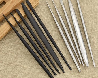 Clay Sculpting Tools Set, 5Pcs, Multiple Sizes, Black/Silver Metal, Rod Detail Needles, Pottery Sculpture, Carving Sticks, Ceramic Modelling