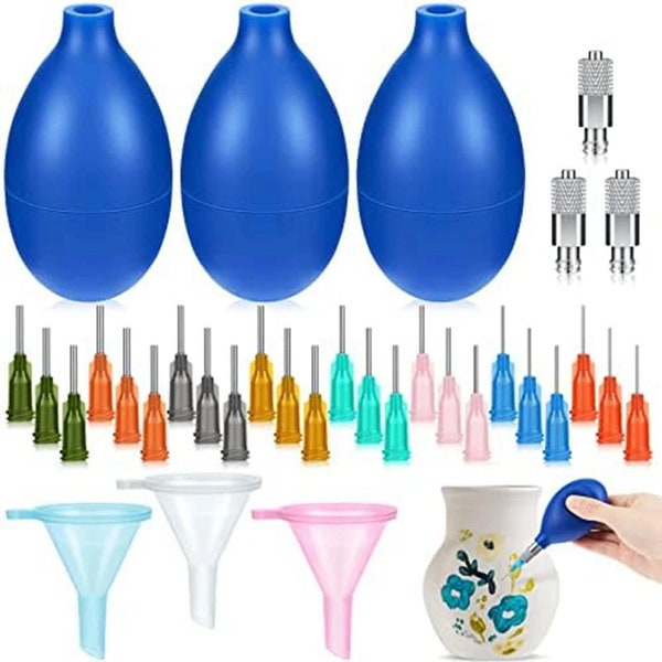 Clay Pottery Tool, 33Pcs, Ceramic Glaze Trailer Bottles, Precision Tip Applicator, Glazing Accessories, Filling Funnels, Replacement Needles