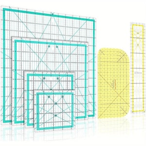 Conjunto de 6 réguas para quilting, acrílico quadrado transparente, vários tamanhos, ferramentas de medição para patchwork, acessórios de costura, guia de corte de tecido faça você mesmo