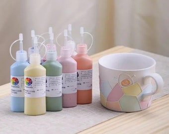 多色の流れる釉薬陶器ボトル 陶器用釉薬、40ml、釉薬顔料、複数色展開、中温1186～126度、濃縮