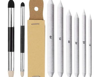 9-teilige Blending Stumps, Schwämme Sandpapier Bleistiftspitzer, waschbare wiederverwendbare Papierkunst Blender, Zeichenwerkzeuge, Schattierung Skizzierzubehör