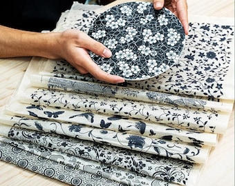 Pottery Transfer Paper, Black Glaze, Ceramic Decal Stickers Sheet, Underglaze Flower Pattern, Jingdezhen DIY Polymer Clay Surface Decoration