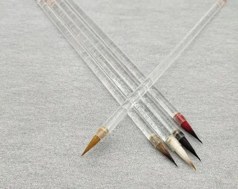 Chinese Calligraphy Brush, Acrylic Transparent Pen, Wolf Soft Weasel Hair, Thin Small Script Writing Tools, Art Drawing Painting Accessories