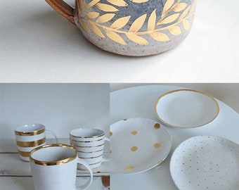 陶器用金彩上絵顔料、3/5/10gボトル、液体金箔、釉薬画材、陶器着色