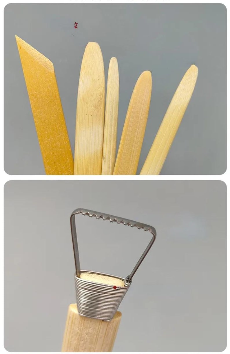 Pottery Sculpture Tools 5pcs Bamboo Handle Stainless Steel Tip pottery-sculpture-tools-5pcs-bamboo-handle-stainless-steel-tip