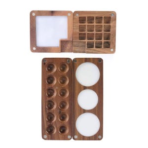 Caja de madera para acuarela, varios tamaños, paleta compacta y vacía, mini accesorios de arte, portátil, kits de viaje Artis, herramientas para manualidades