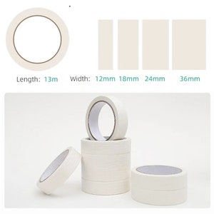 Masking Tape, Multiples Sizes, 100% Cotton Pulp, Glue Leave White, Surface Writable, Paper Painting Auxiliary Tool, Watercolor Art Adhesives image 2