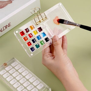 Paleta de acuarela, varios tamaños, acrílico transparente, caja de pintura portátil lavable, minicaja, almacenamiento vacío, kits de arte para viajes
