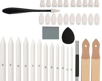 39-teilige Blending Stumps, Paper Art Blender Set, Schaber Gummischwamm, gekneteter Radiergummi, Sandpapier Spitzer, Schattierung Skizzieren Zeichenwerkzeuge
