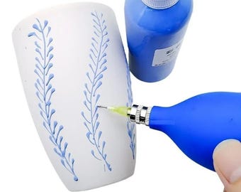 Pottery Precision Applicator, 6Pcs, Rubber Ceramic Paint Squeeze Bottle, Fine Tip Glaze Painting Coloring Accessories, Polymer Clay DIY Tool