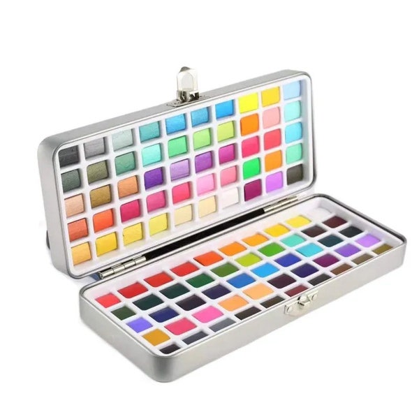 Professional Watercolor Paint Set, 50/72/90/100 Colors, Glitter Pigment, Drawing Accessories, Artist Travel Kit, Canvas Glass Paper Painting
