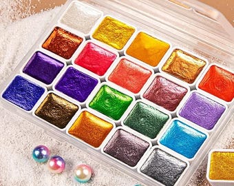 Watercolor Painting Set, 12/20/24/60 Colors, Portable Solid Glitter Drawing Pigment Palette Art Paint, Calligraphy Lettering Sketching Tool