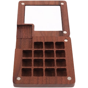 15-Grid Watercolor Paint Palette Box with Lid, Mini Black Walnut, Wood Mixing Tray, Organizer Storage Box DIY Plein Air Painting Accessories