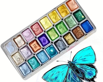 Watercolor Pigment Set, 24 Shades Metallic Pearl, Glitter Solid Paint, Nail Art Decor, Painting Material, Calligraphy DIY Crafts Accessories