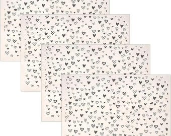 Pottery Transfer Paper, 4Pcs, Love Hearts Pattern Ceramic Glaze Art Decals, Underglaze Stickers Sheets, DIY Polymer Clay Surface Decorations
