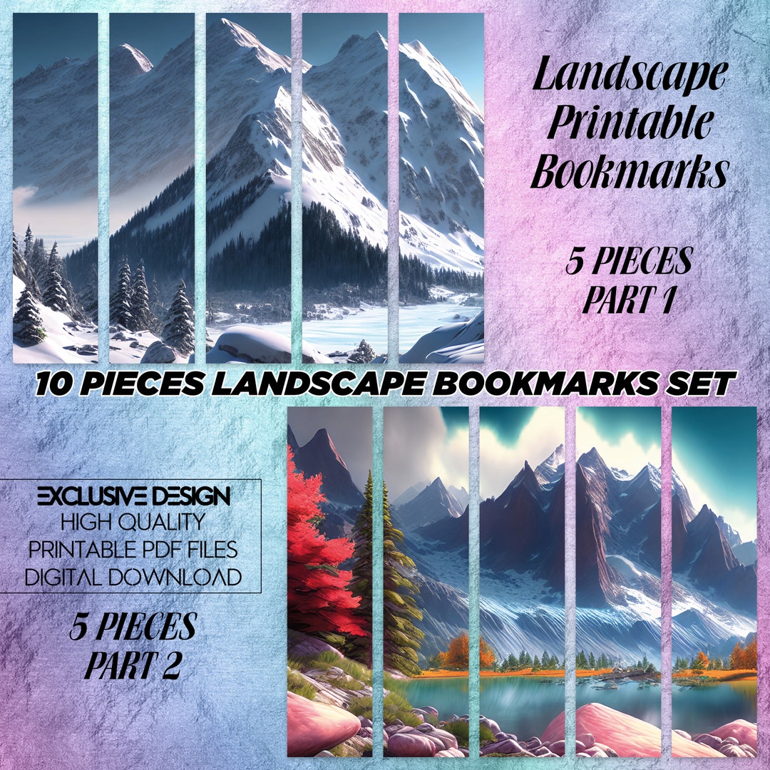 Landscape Printable Bookmarks Template Landscape Bookmarks - Etsy