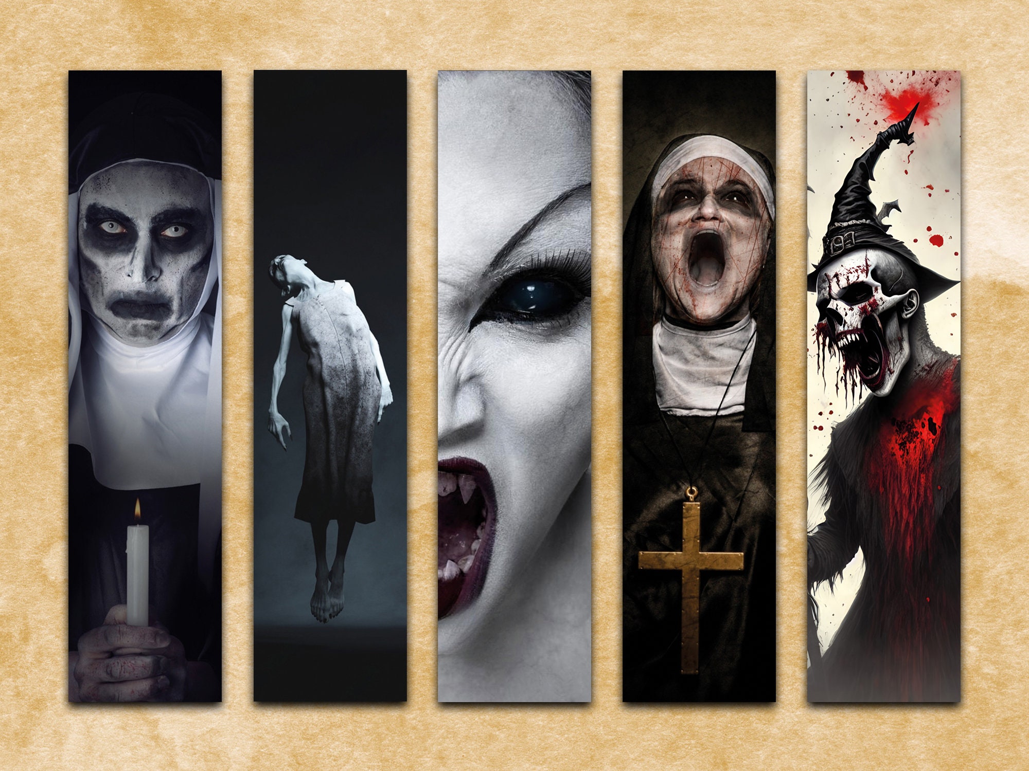 Horror Printable Bookmarks Template, Printable Bookmarks Set, Instant ...