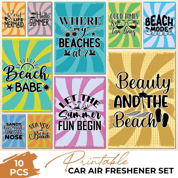 10 Pcs Summer Holiday Beach Vacation Quotes Car Air Freshener | Summer Quotes Sublimation Car Freshener | Custom Design Summer Quotes