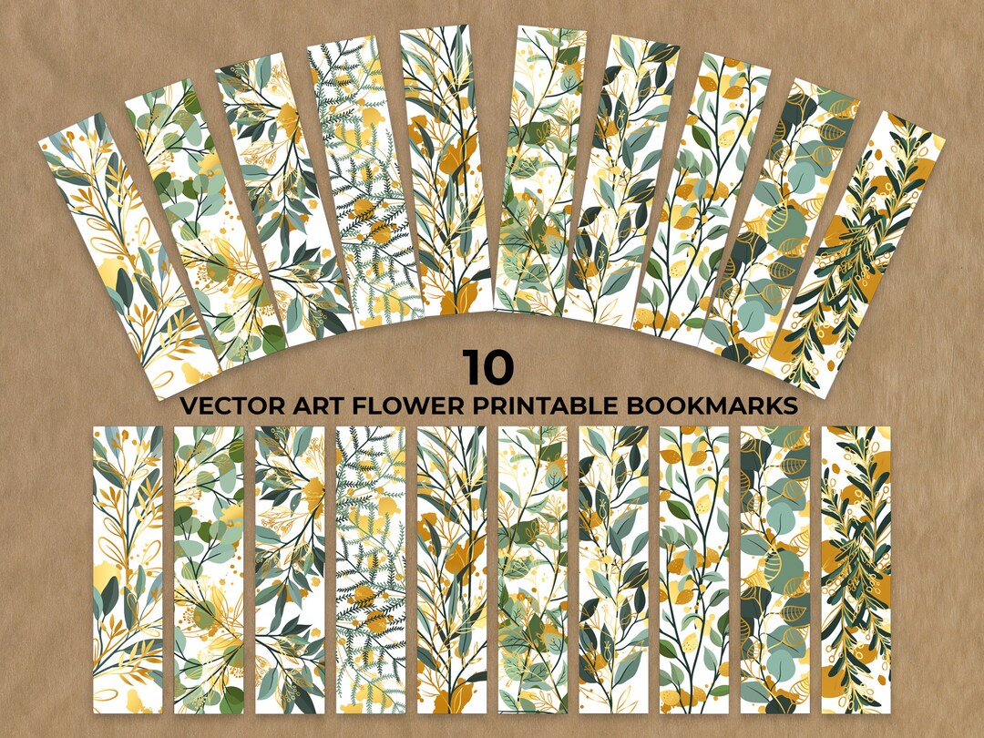 Vector Art Flower Printable Bookmarks Template Printable - Etsy