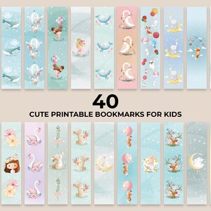 40 Piece Cute Printable Bookmarks for Kids Printable - Etsy
