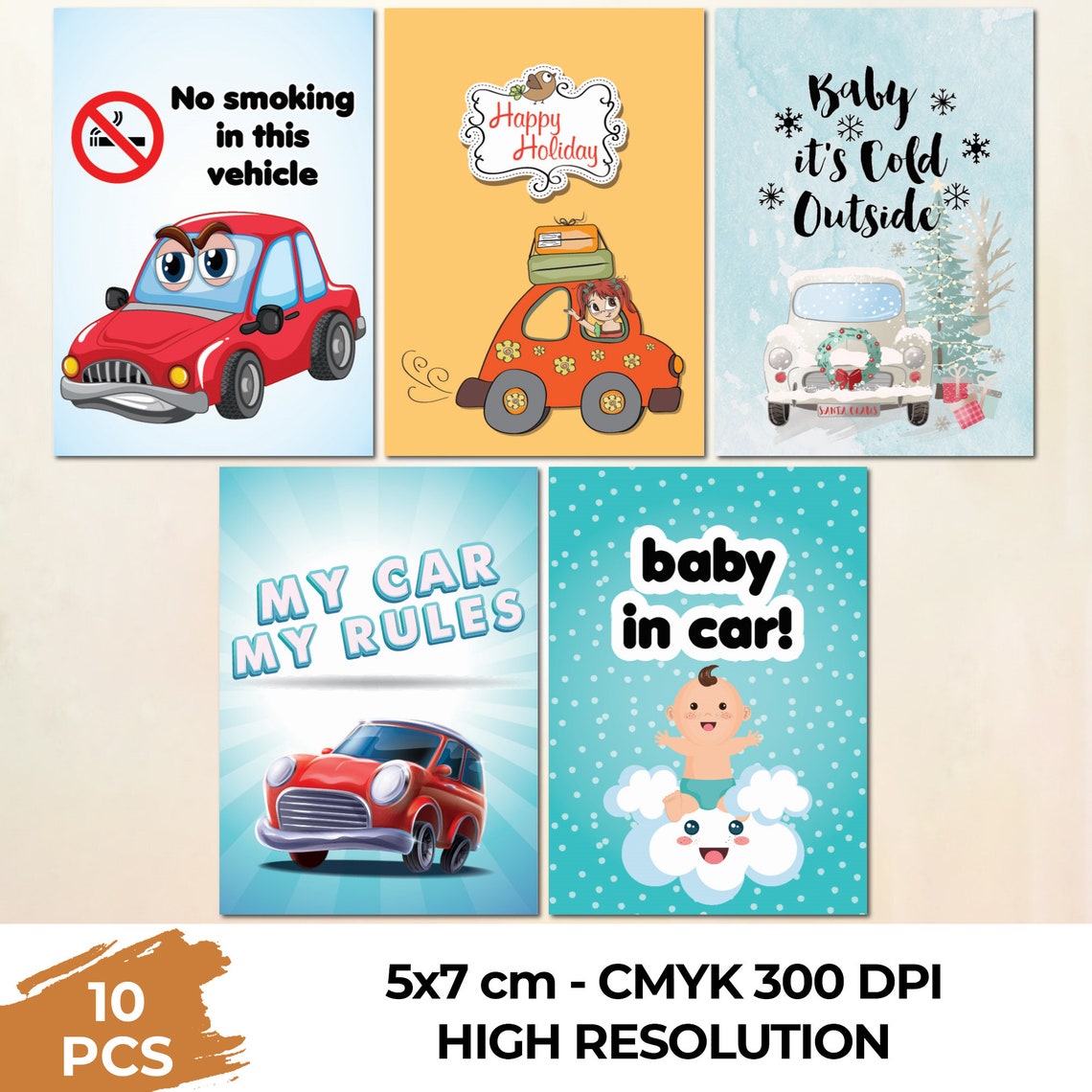 10 Pcs Custom Design Funny Quotes Car Air Freshener Set Digital