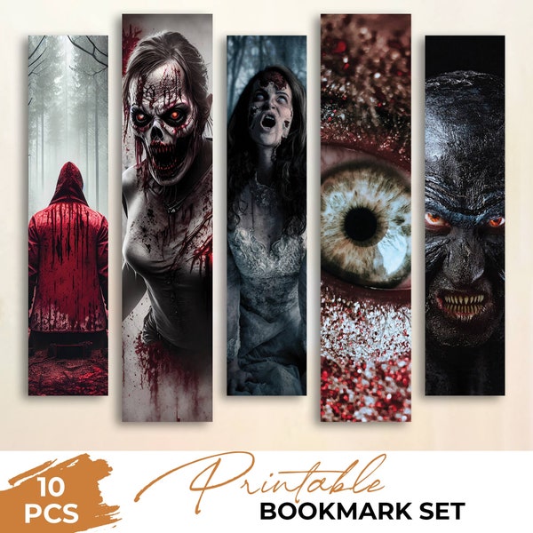 Eerie Horror Thriller Bookmarks, Spooky Printable Bookmarks for Scary Reads, Adult Gift for Book Lovers