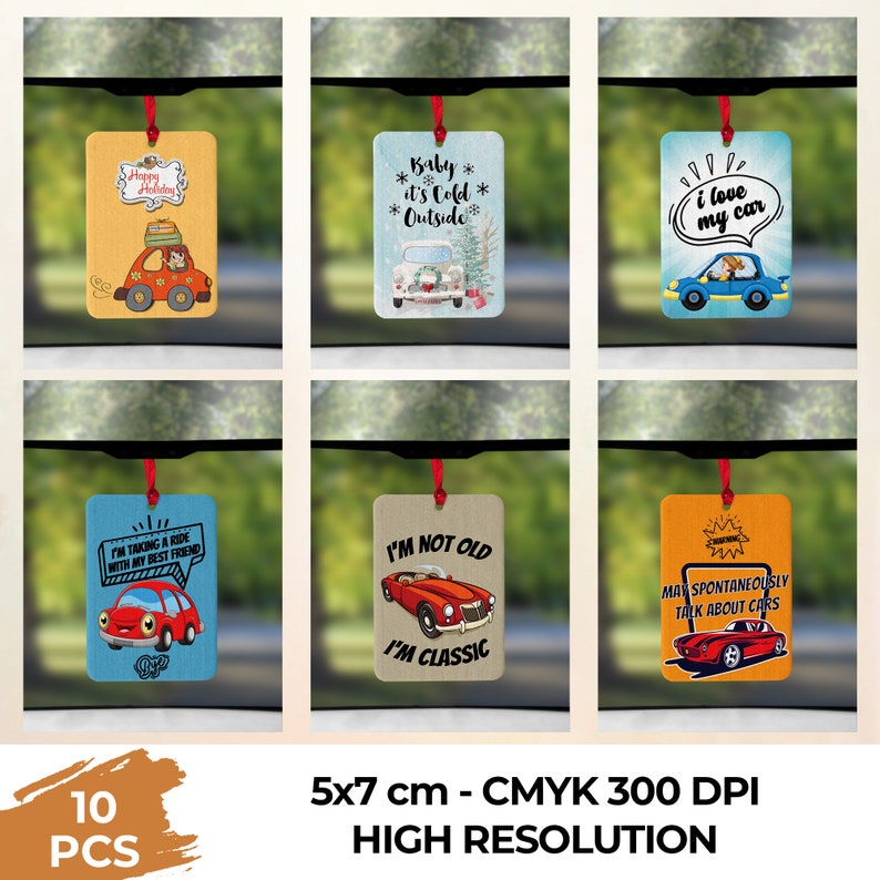 10 Pcs Custom Design Funny Quotes Car Air Freshener Set Digital