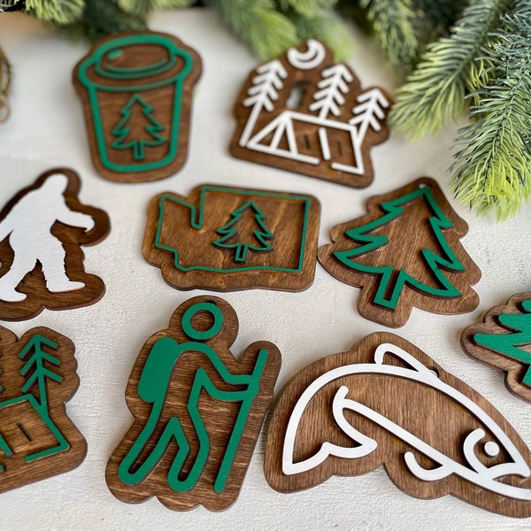 Pacific Northwest Wood Magnets and Ornaments