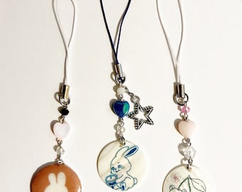 Handmade Beaded Phone Charm Mix Bunny Inspired